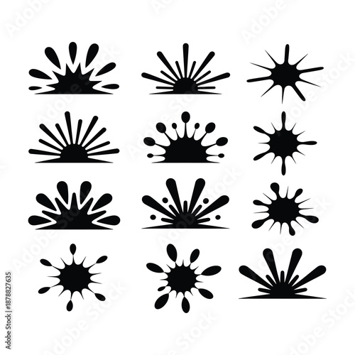 A collection of a  stylized minimal explosion burst.