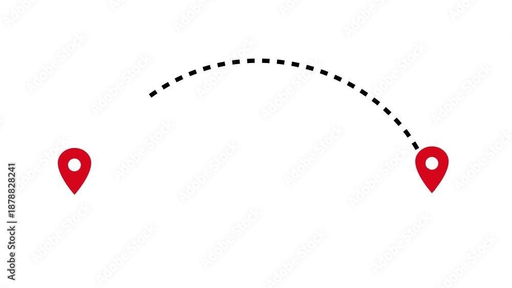 air plane flight route with start point. Airplane line path motion ...