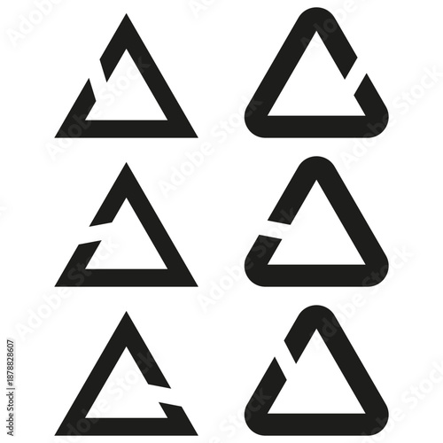 Triangle loop icon set. Impossible shape art. Delta logo Vector. Infinity geometry sign