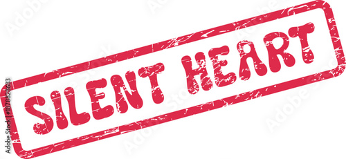 A vibrant red grunge rubber stamp mark with the words Silent Heart appears prominently