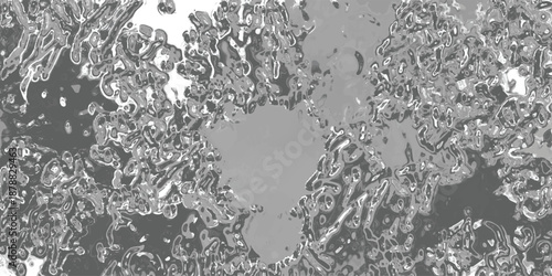 Abstract grayscale organic fluid texture with irregular shapes and mottled patterns resembling microscopic organisms or abstract biological forms for scientific or artistic concepts
