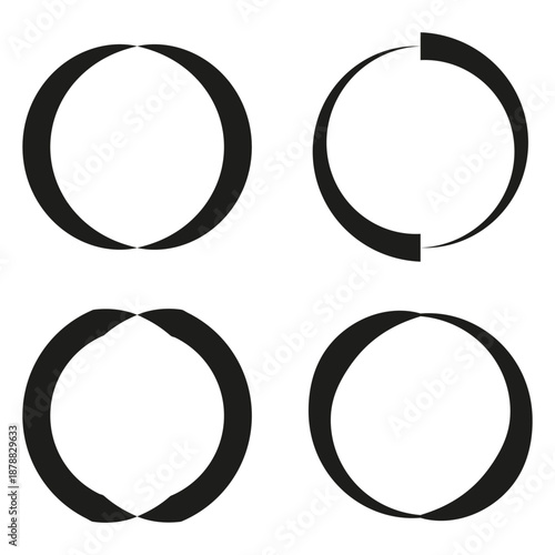 Circle loading set. Round segment icon. Broken ring Vector. Geometric shape group
