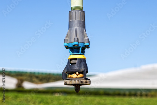 Canvastavla Large water sprinkler fitted to a center pivot irrigation boom near Patensie in
