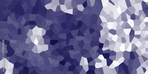 Geometric abstract background with a mosaic of irregular polygons in shades of deep blue and white, creating a crystalline or stained-glass effect for modern design