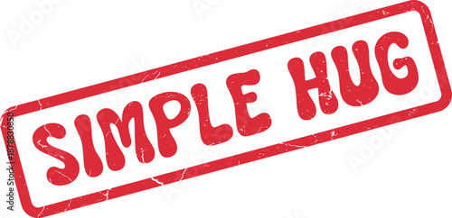 Distressed simple hug rubber stamp communicating comfort, warmth, and affectionate connection