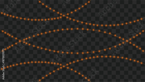 Festive Orange String Lights on a Transparent Background for Decorations