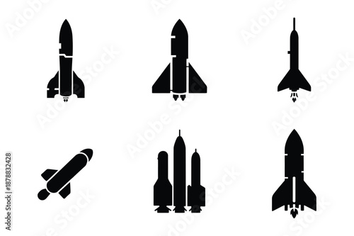 Spaceship and Rocket Silhouettes for Science and Technology Themes