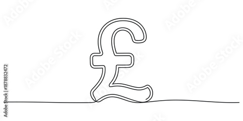 Continuous line art pound sterling symbol