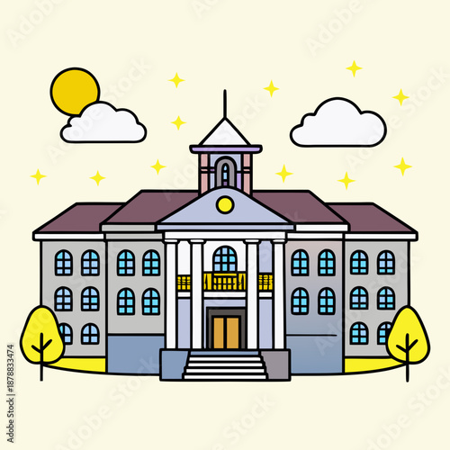 Illustrated school building