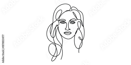 Minimalist one line woman face art
