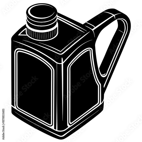 Black and white motor oil container