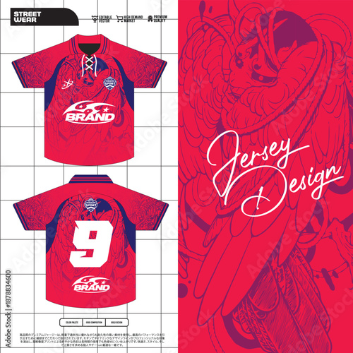 bstract Sports Jersey Vector Template with Modern Geometric Pattern
