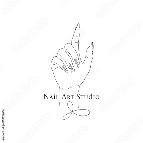 Minimalist Nail Art Studio Logo Elegant Hand Line Art Design