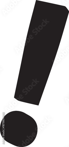 Bold exclamation mark symbol on white background