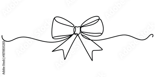 Elegant continuous line drawing of a decorative bow, a minimalist design element