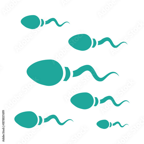 Teal sperm icons illustrating conception and reproduction