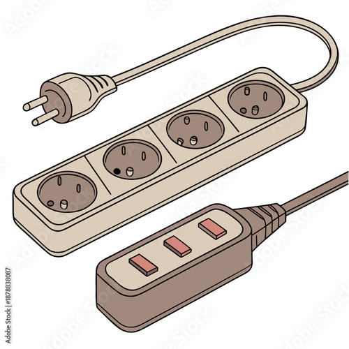 Illustrated power strip with usb ports