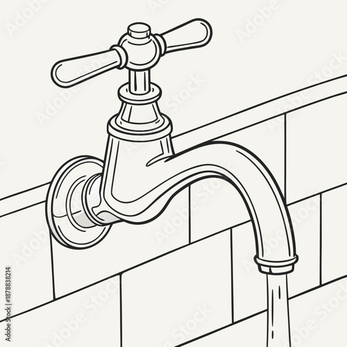 Vintage faucet illustration