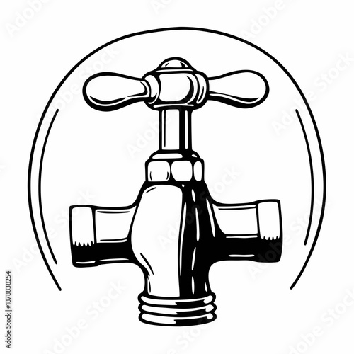 Black and white faucet illustration