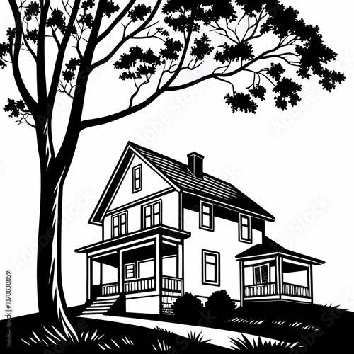 Black and white house silhouette