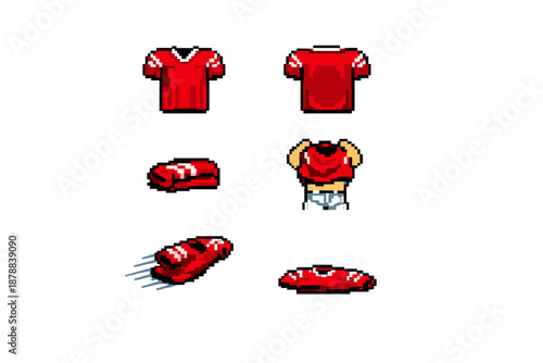 Pixel art football jersey sprites in various poses