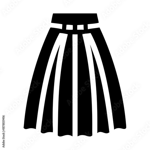 A classic black pleated midi skirt icon for fashion, apparel, and clothing design elements