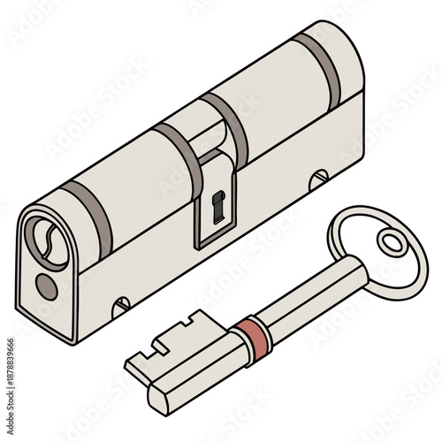 Door lock and key illustration