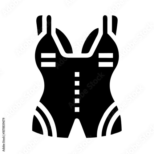 One-piece swimsuit or shapewear glyph icon representing a body contouring garment