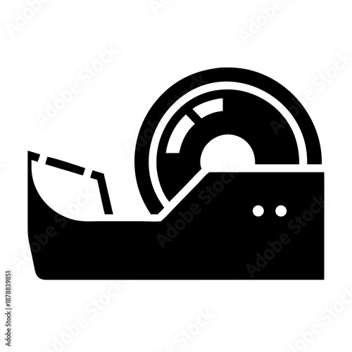 Classic stationery item tape dispenser with a roll of adhesive tape for office and crafting needs