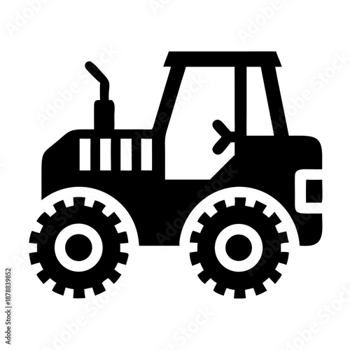 Black silhouette icon of a tractor, a simple graphic representing a farm vehicle