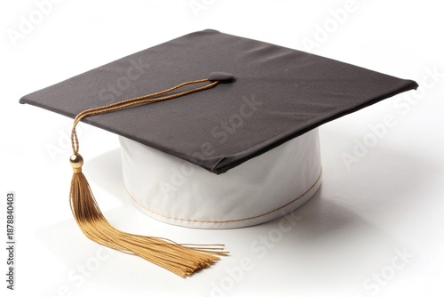 Black Graduation Cap Isolated on White Background