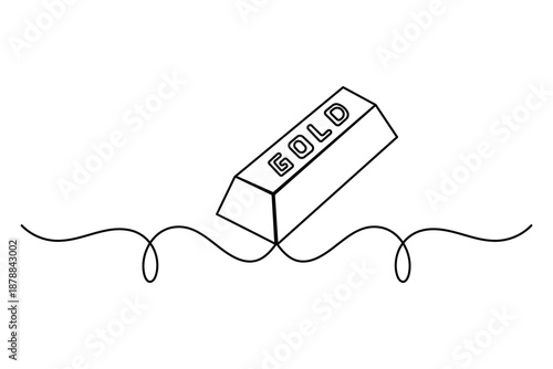 Gold bar in a continuous one line drawing style
