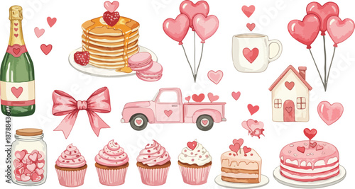 Valentine s day celebration with sweet treats and pink decorations