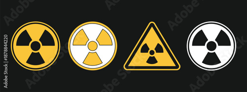 Radiation hazard signs vector illustration of round and triangular radioactive symbols, alert and warning concept for radiation areas. vector