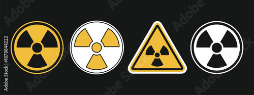Radiation hazard signs vector illustration of round and triangular radioactive symbols, alert and warning concept for radiation areas. vector