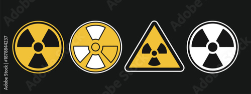 Radiation hazard signs vector illustration of round and triangular radioactive symbols, alert and warning concept for radiation areas. vector