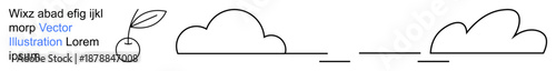 Nature, minimalism, abstract ideas, creative design, eco-friendly concepts, digital content. Minimal line art with a cherry and cloud shapes. Nature and minimalism concepts