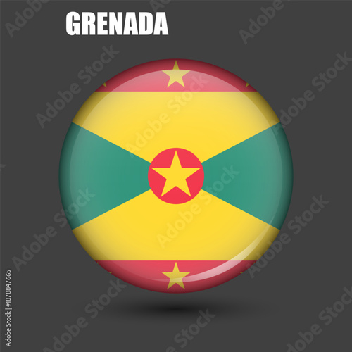 Free Download The national flag of Grenada is round.Vector.Round 3d flag icon with high detail.Spherical illustration of the flag. - GFXLoad