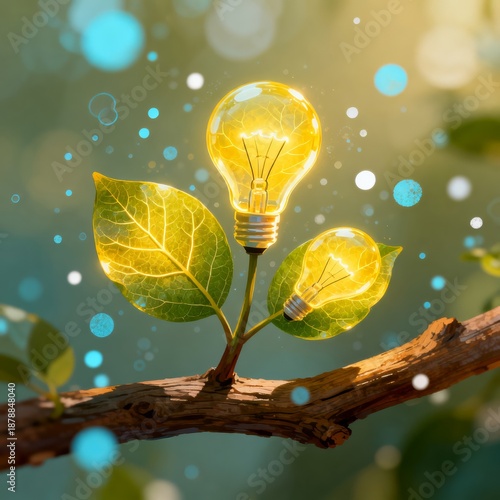Lightbulb shaped leaves signify innovative ideas and inventions
