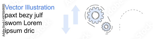 Workflow management, automation, process improvement, mechanical systems, engineering design, productivity solutions. Gears with directional arrows. Workflow management and automation concept