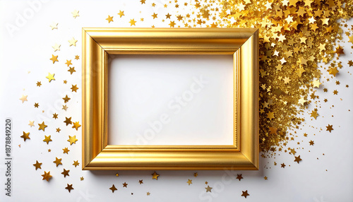 Golden Frame with Star Confetti