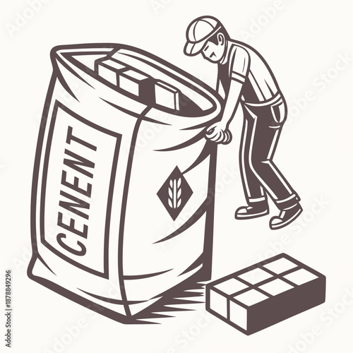 Construction worker with cement bag