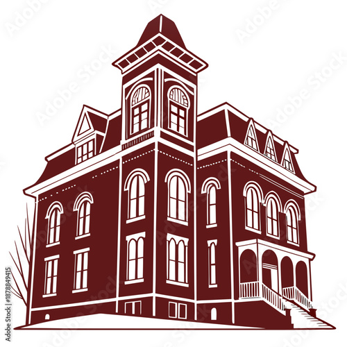 Historic mansion illustration