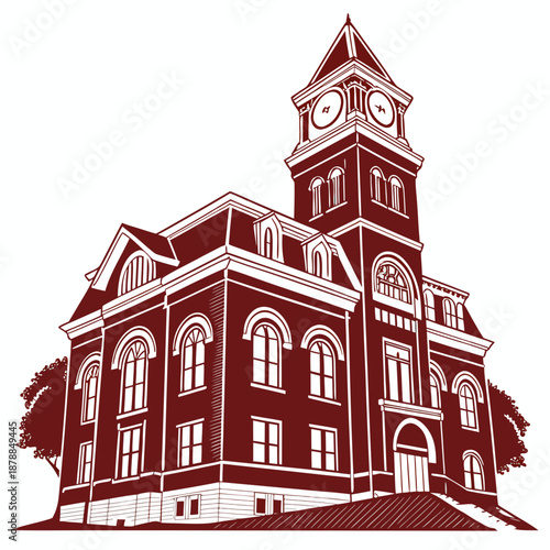 Historic courthouse with clock tower