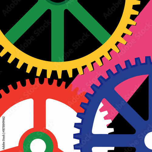 Colorful interlocking gears