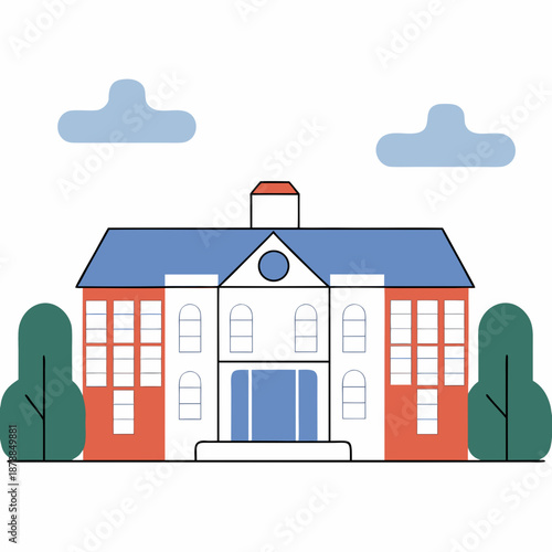 Illustrated school building