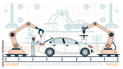Automated Car Manufacturing on an Assembly Line