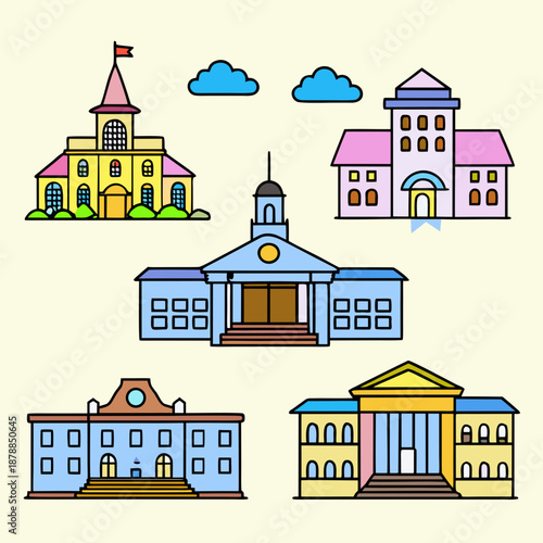 Collection of architectural buildings