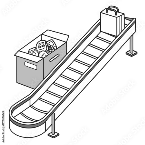 Conveyor belt with boxes