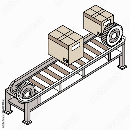 Conveyor belt with boxes